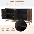 Buffet Whisen de style rétro avec motif symétrique, pieds métalliques stables et dessus de présentation polyvalent