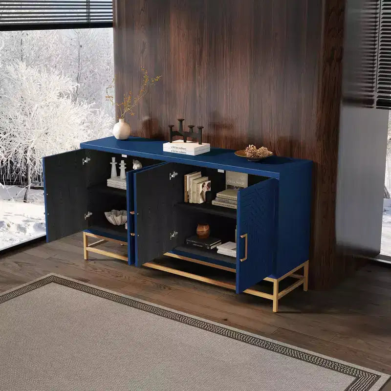Buffet Whisen de style rétro avec motif symétrique, pieds métalliques stables et dessus de présentation polyvalent