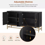 Buffet Whisen de style rétro avec motif symétrique, pieds métalliques stables et dessus de présentation polyvalent