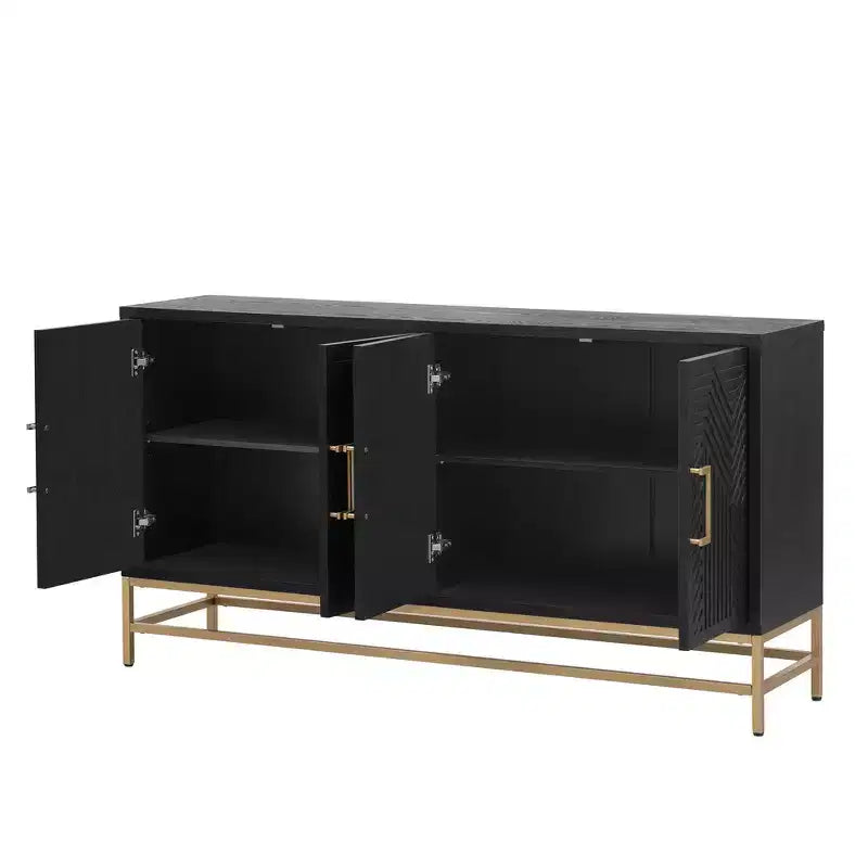 Buffet Whisen de style rétro avec motif symétrique, pieds métalliques stables et dessus de présentation polyvalent