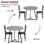 Ensemble table à manger et 2 chaises, table de cuisine ronde en bois et chaises, 2 chaises en métal et bois, pour petit espace, appartement