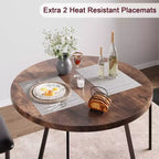 Ensemble table à manger et 2 chaises, table de cuisine ronde en bois et chaises, 2 chaises en métal et bois, pour petit espace, appartement