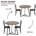 Ensemble table à manger et 2 chaises, table de cuisine ronde en bois et chaises, 2 chaises en métal et bois, pour petit espace, appartement