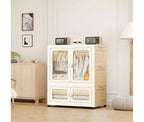 Boîte de rangement à roulettes, 103 cm, Armoire pliante avec tringle à vêtements, 2 boîtes empilables, Armoire à double porte pour la maison et le bureau