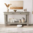 Console GustoWave de 54 pouces avec 2 tiroirs et étagère inférieure, table d'appoint moderne à 2 niveaux