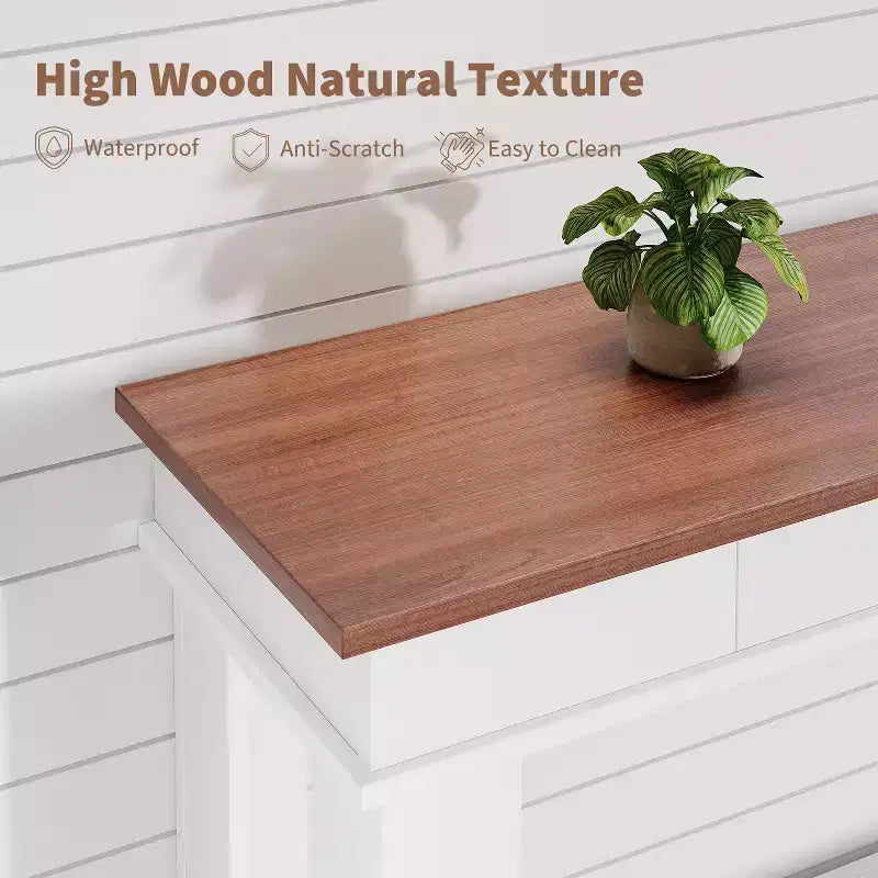 Console GustoWave de 54 pouces avec 2 tiroirs et étagère inférieure, table d'appoint moderne à 2 niveaux