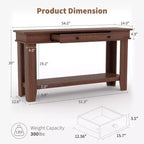 Console GustoWave de 54 pouces avec 2 tiroirs et étagère inférieure, table d'appoint moderne à 2 niveaux