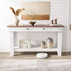 Console GustoWave de 54 pouces avec 2 tiroirs et étagère inférieure, table d'appoint moderne à 2 niveaux
