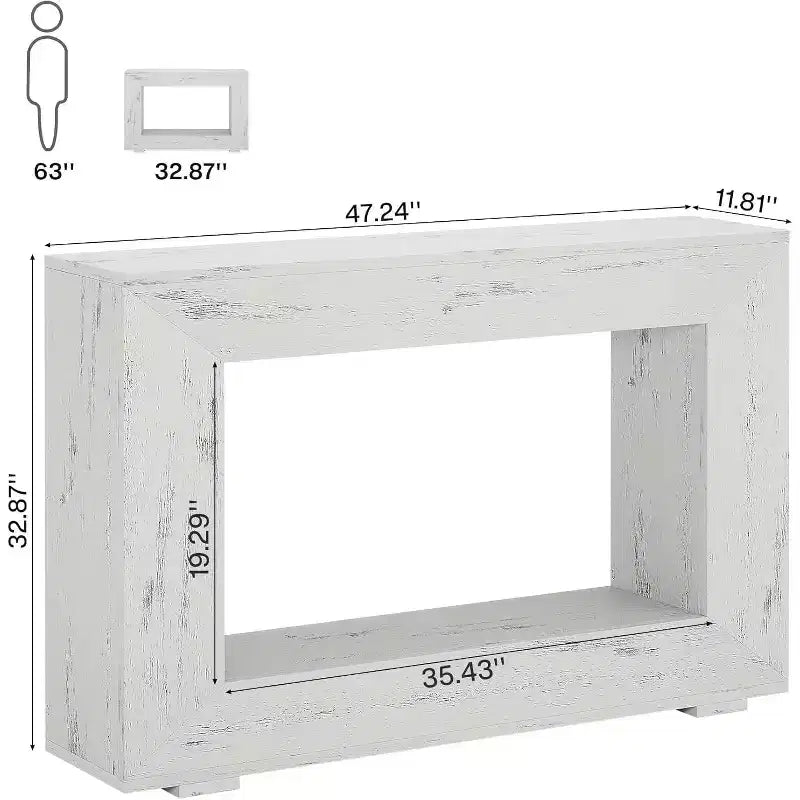 Console de ferme Lantine, Table console d'entrée de 119 cm avec rangement, Table d'appoint industrielle pour salon, entrée