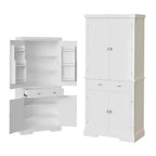 Meuble de rangement de cuisine de 72 pouces, armoire de rangement de garde-manger avec 1 tiroir et 4 portes, étagères réglables, pour cuisine, salle à manger, blanc