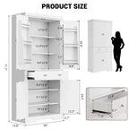Meuble de rangement de cuisine de 72 pouces, armoire de rangement de garde-manger avec 1 tiroir et 4 portes, étagères réglables, pour cuisine, salle à manger, blanc