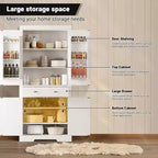 Meuble de rangement de cuisine de 72 pouces, armoire de rangement de garde-manger avec 1 tiroir et 4 portes, étagères réglables, pour cuisine, salle à manger, blanc
