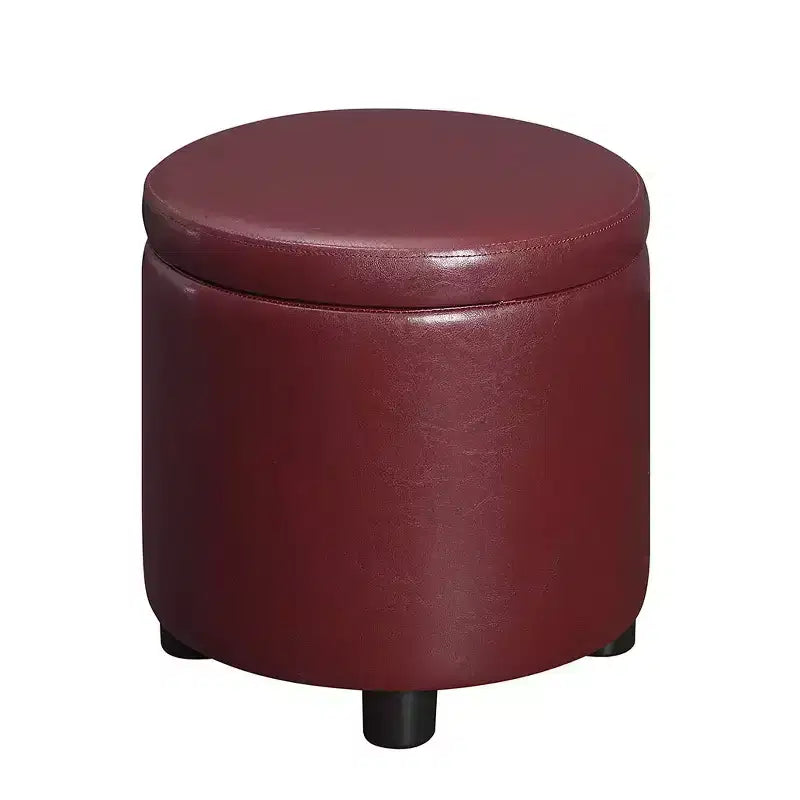 Pouf de rangement d'appoint rond HomeStock Comfort avec couvercle-plateau réversible
