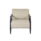 Fauteuil d'appoint moderne du milieu du siècle FurnitureR, fauteuil rembourré beige avec cadre marron massif, fauteuil de lecture confortable pour salon, chambre, bureau