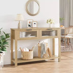 COZONY 43 Table console moderne en bois avec 2 tiroirs en verre, Table d'entrée étroite avec grand espace de rangement pour salon, couloir, hall d'entrée, cuisine
