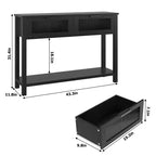 COZONY 43 Table console moderne en bois avec 2 tiroirs en verre, Table d'entrée étroite avec grand espace de rangement pour salon, couloir, hall d'entrée, cuisine
