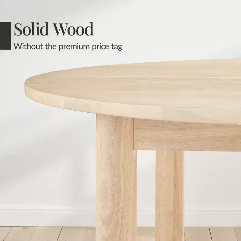 Table de salle à manger ronde en bois massif de 119 cm de Best Choice Products, table de ferme moderne pour 4 personnes, peu encombrante, montage facile