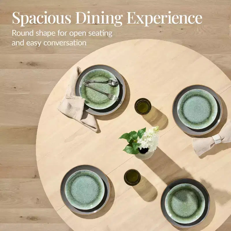 Table de salle à manger ronde en bois massif de 119 cm de Best Choice Products, table de ferme moderne pour 4 personnes, peu encombrante, montage facile