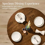 Table de salle à manger ronde en bois massif de 119 cm de Best Choice Products, table de ferme moderne pour 4 personnes, peu encombrante, montage facile