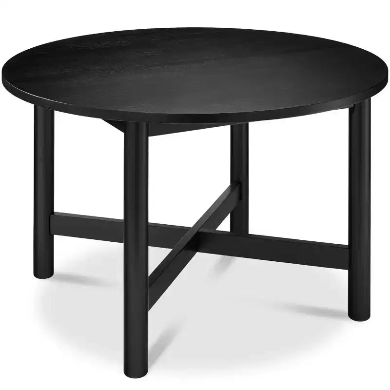 Best Choice Products 47In Round Solid Wood Dining Table, Modern Farmhouse Table For 4, Space Saving, Easy Assembly