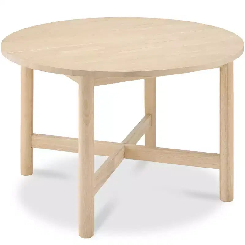 Table de salle à manger ronde en bois massif de 119 cm de Best Choice Products, table de ferme moderne pour 4 personnes, peu encombrante, montage facile