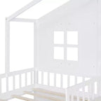 Lit cabane simple Bellemave avec canapé, lit plateforme pour enfants avec deux tiroirs et étagère de rangement, blanc