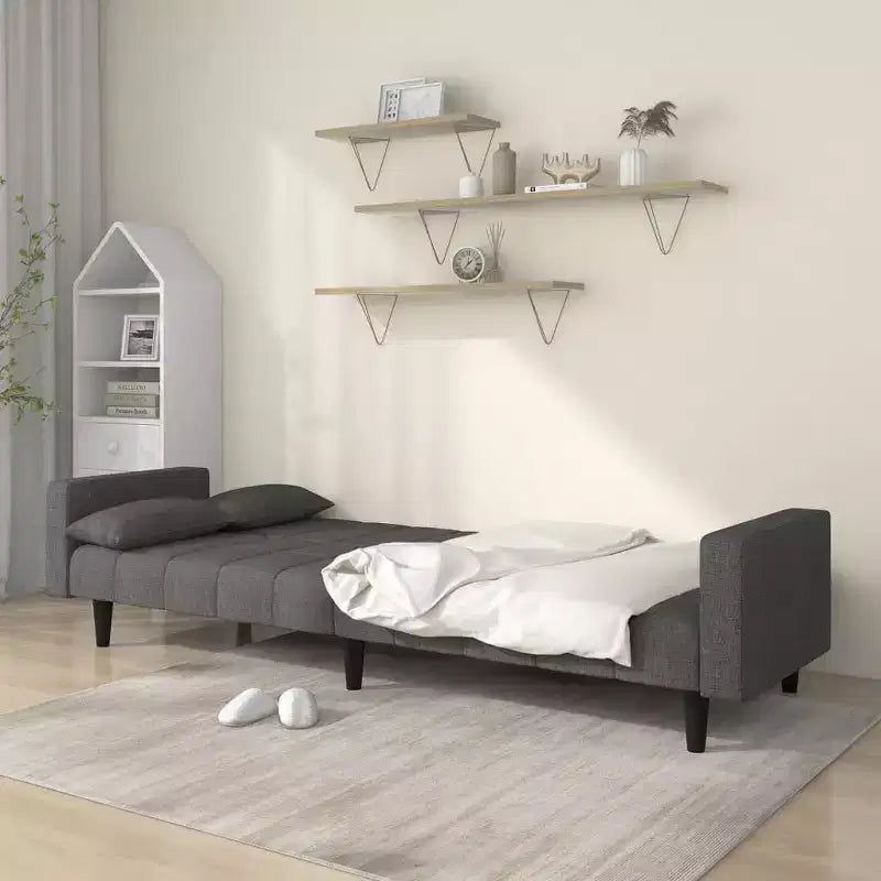 vidaXL Canapé-lit 2 places avec deux oreillers Causeuse Meuble Tissu