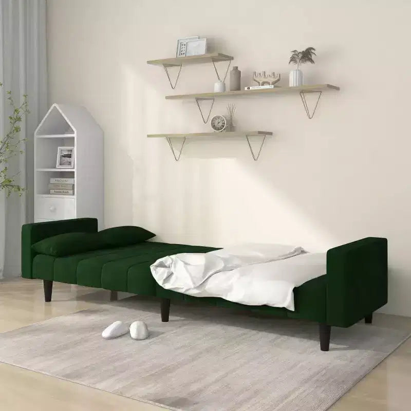 vidaXL Canapé-lit 2 places avec deux oreillers Causeuse Meuble Tissu