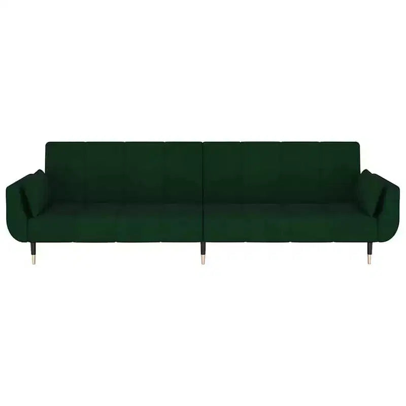 vidaXL Canapé-lit 2 places avec deux oreillers Velours vert foncé