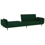 vidaXL Canapé-lit 2 places avec deux oreillers Velours vert foncé