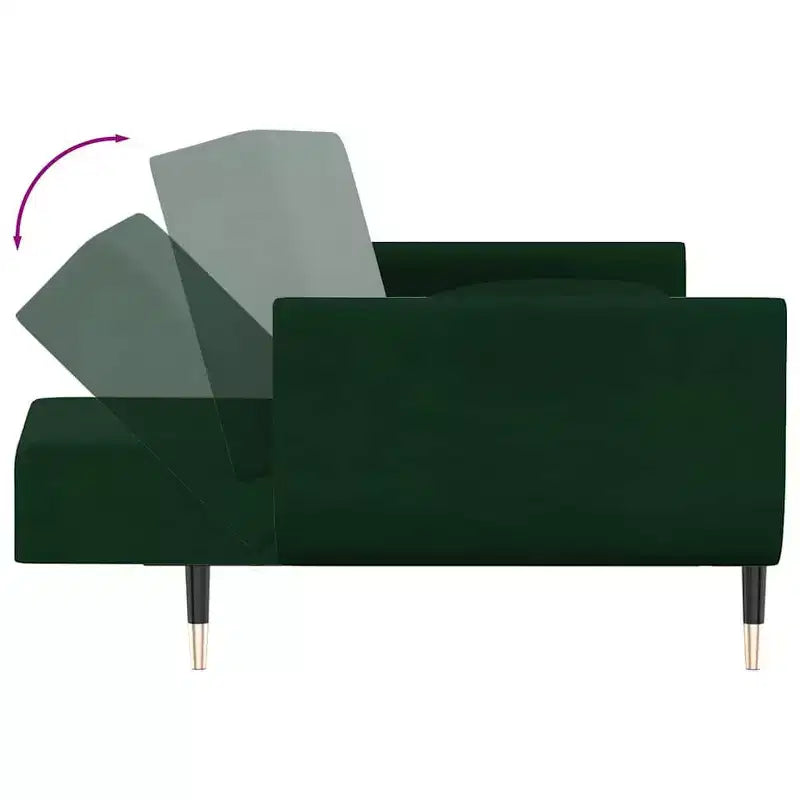 vidaXL Canapé-lit 2 places avec deux oreillers Velours vert foncé