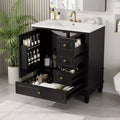 Meuble-lavabo de salle de bain Okak de 30 pouces avec lavabo, une porte avec étagère et trois tiroirs, porte à fermeture douce