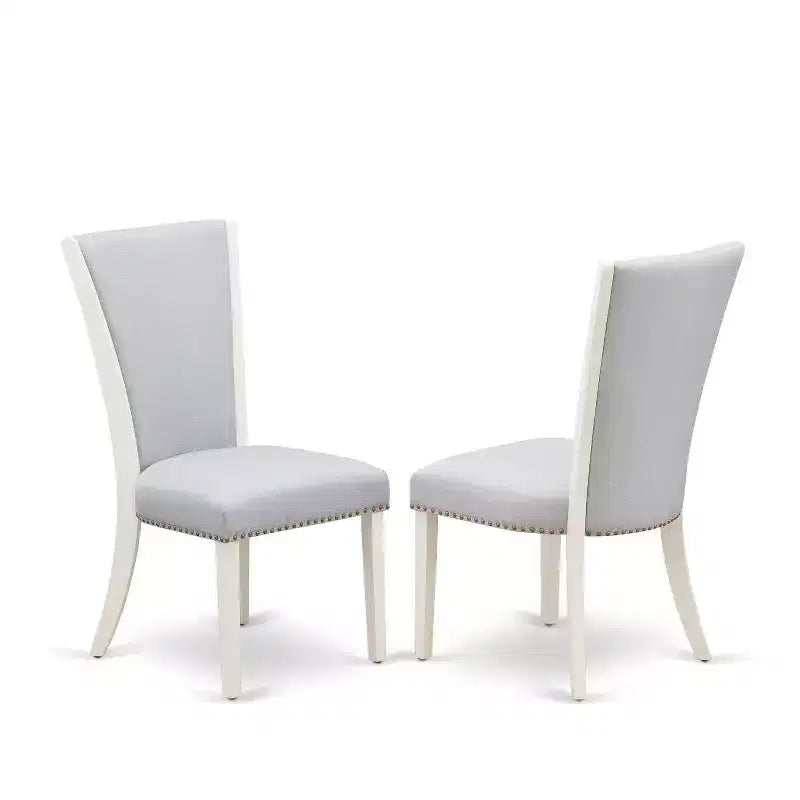 HomeStock Table de salle à manger 6 pièces rectangulaire en bois massif brossé blanc lin avec 1 banc et 4 chaises