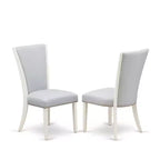 HomeStock Table de salle à manger 6 pièces rectangulaire en bois massif brossé blanc lin avec 1 banc et 4 chaises