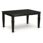 HomeStock Ensemble de salle à manger 5 pièces en bois massif noir avec table rectangulaire et 4 chaises