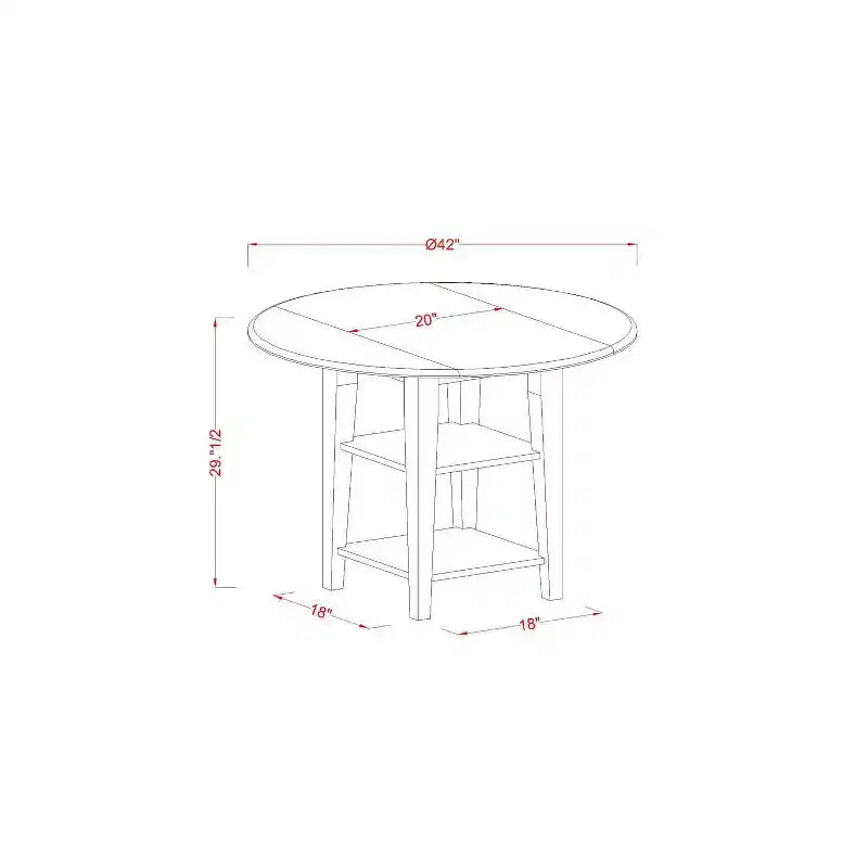 Ensemble de salle à manger HomeStock 5 pièces en bois massif finition blanc lin avec plateau rond et rallonges – 4 places