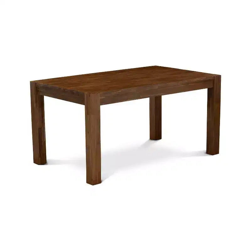Ensemble de salle à manger 5 pièces en bois massif finition marron naturel avec dossier haut – 4 places