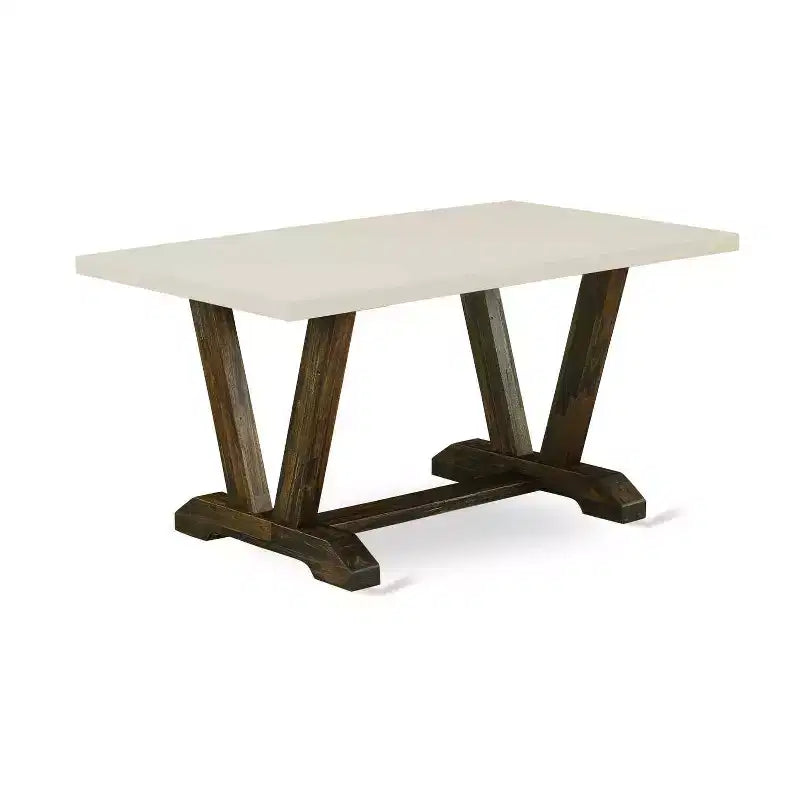 HomeStock Table de salle à manger rectangulaire 6 pièces en bois massif finition jacobéen vieilli avec 1 banc et 4 chaises
