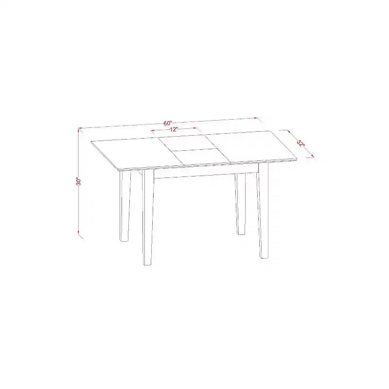Ensemble de salle à manger rectangulaire 5 pièces en acajou massif – Pour 4 personnes