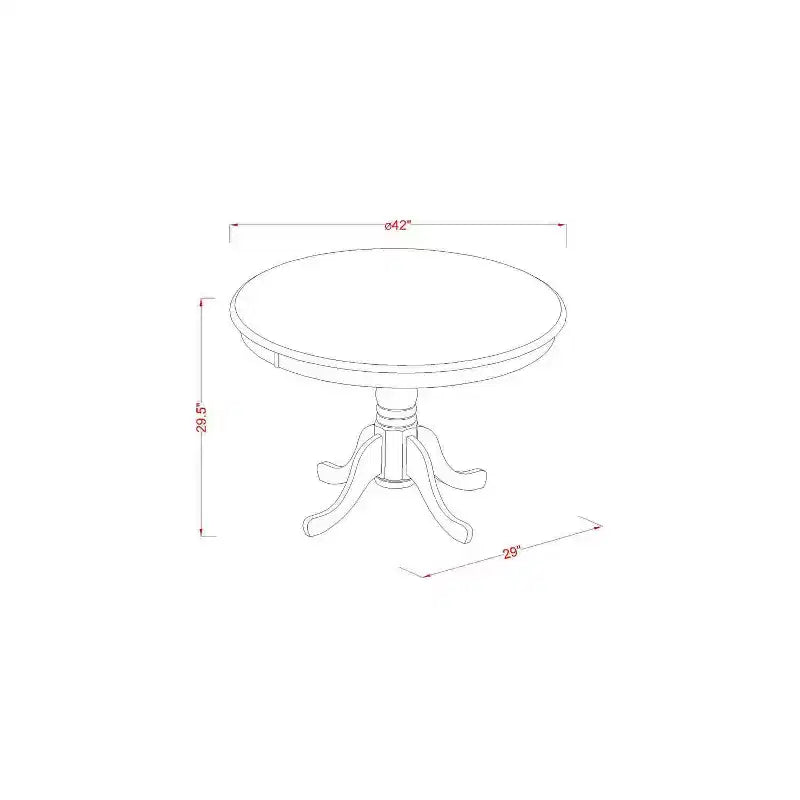 Ensemble table à manger ronde pour 4 – Table sur pied de 42 pouces et chaises Firebrick – Sérénité balnéaire