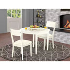 Ensemble table de cuisine 3 pièces Table ronde et chaises Blanc lin Similicuir