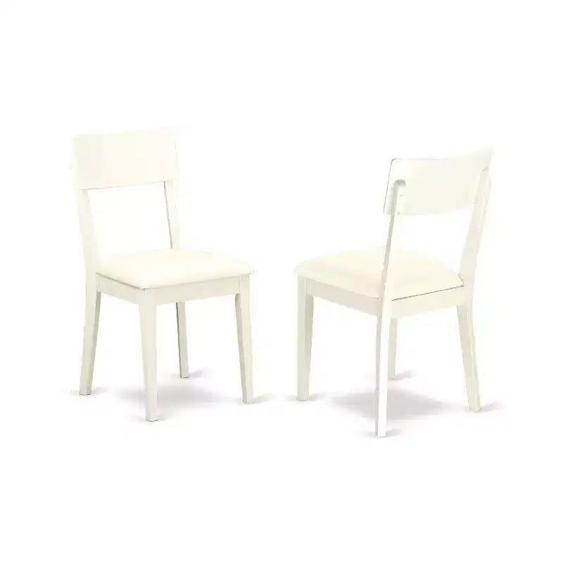 Ensemble table de cuisine 3 pièces Table ronde et chaises Blanc lin Similicuir