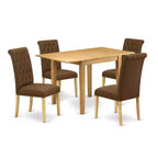 HomeStock 5-Pc Natural Oak Finish Solid Wood Top - Dining Room Set - Seats 4