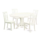 HomeStock 5-Piece Linen White Finish Solid Wood Top Dining table with 4 Chairs