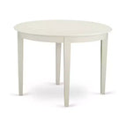 Ensemble de salle à manger 3 pièces avec table ronde en bois massif finition blanc lin