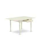 Ensemble de salle à manger rectangulaire 5 pièces en bois massif à plateau blanc lin - 4 places