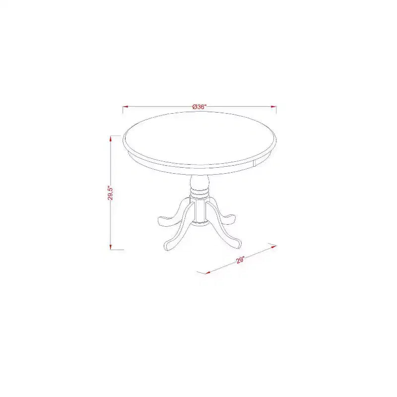 Table à manger HomeStock ronde 5 pièces en bois massif finition acajou avec 4 chaises