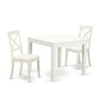 HomeStock 3-Piece Linen White Finish Solid Wood Top Dining Table Set