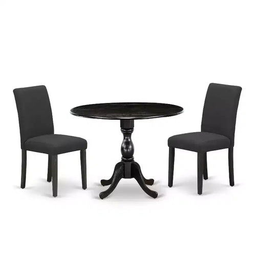 3-Piece Wirebrushed Black Solid Wood Top - Dining Room Set (Seats-4)