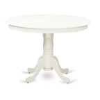 Ensemble de salle à manger rond 5 pièces - Table de 42 pouces et 4 chaises - Ensemble de cuisine moderne - Pieds blanc lin - Tissu Shitake foncé